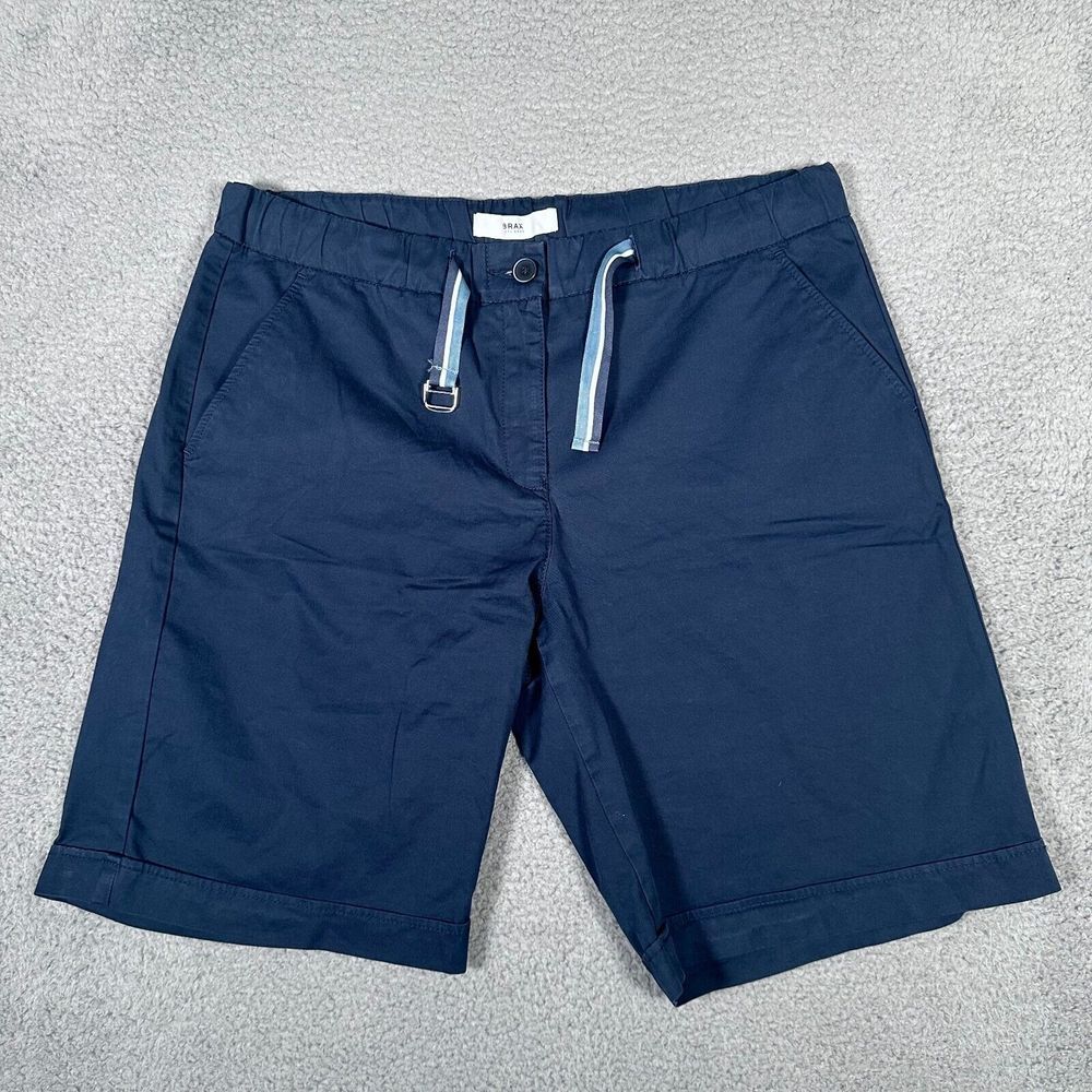 Brax Shorts‎ Mens 32 Blue Belted Stretch Waist Cotton Blend Casual 10" Inseam